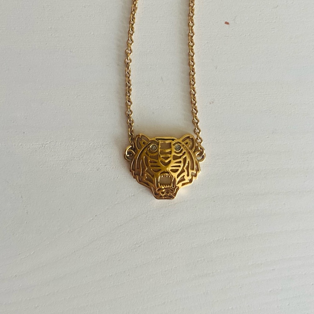 KENZO Gold Plated Tiger Necklace NWOT - Picture 2 of 9